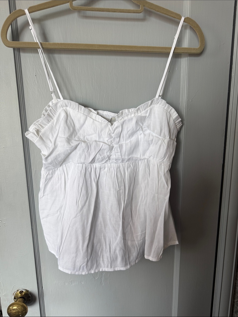 Love Tree White Ruffled Spaghetti Strap Camisole